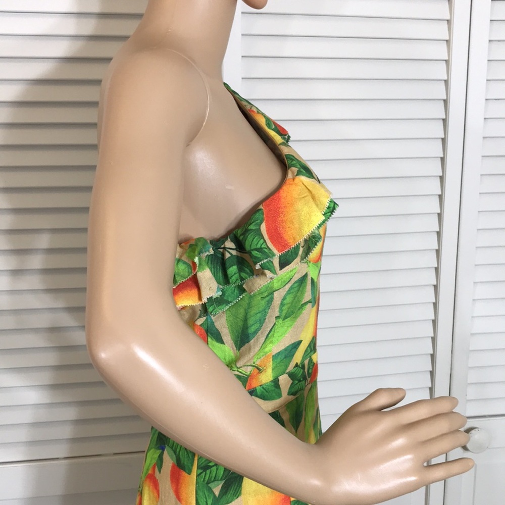 NWT Farm Rio Orange Sands One Shoulder Linen Dress Medium - Picture 9 of 16